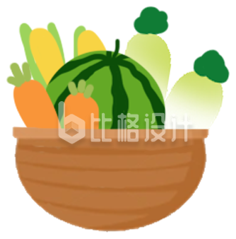 棕色篮子清新蔬菜篮子手绘