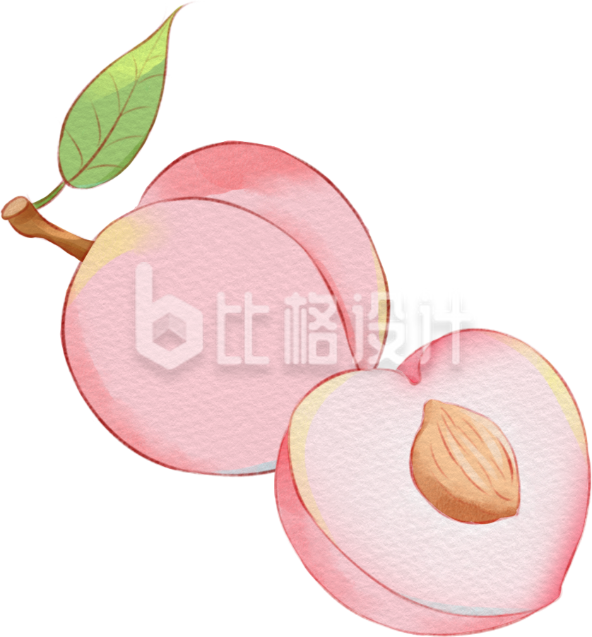 桃子水果夏天手绘