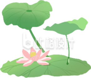 绿色荷花荷叶手绘