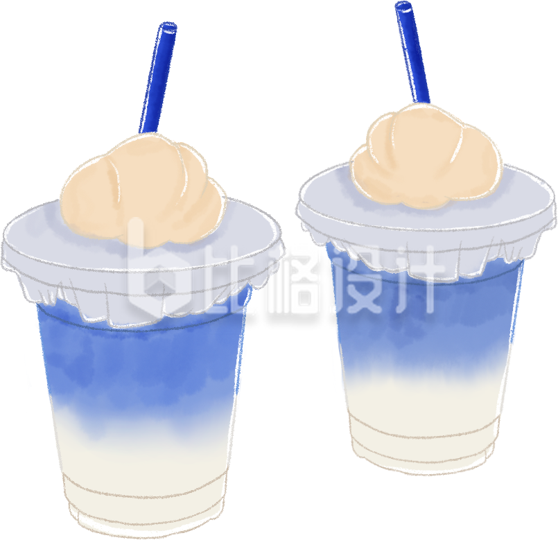 奶茶饮料手绘夏天