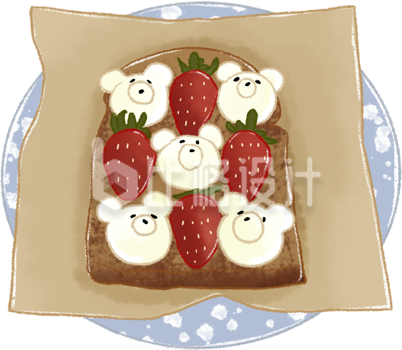 草莓甜品烘烤手绘促销