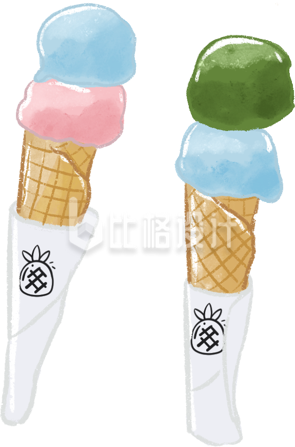 夏日美食新品冰淇凌手绘