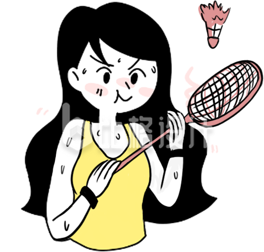 小女孩运动体育羽毛球手绘