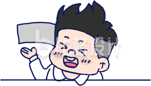 小男孩职场上班手绘