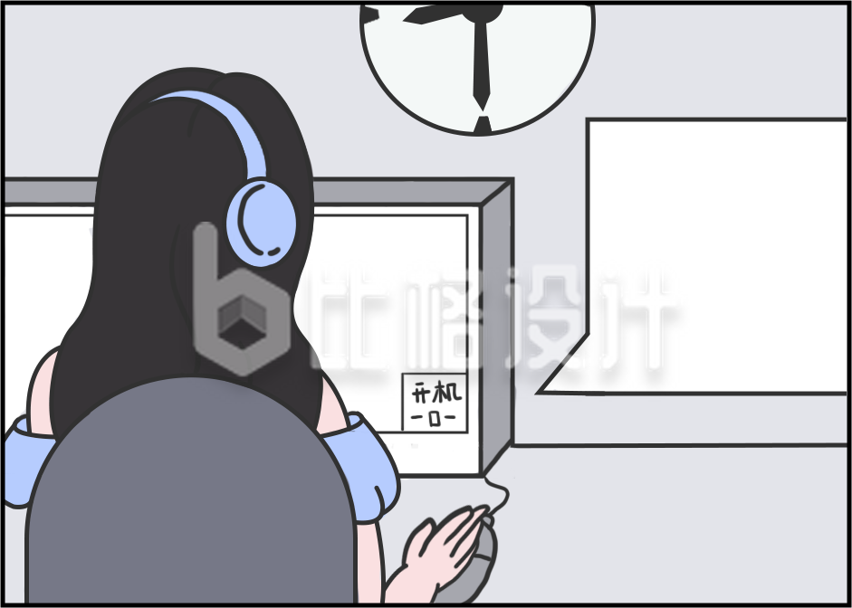 小女孩工位置职场上班手绘