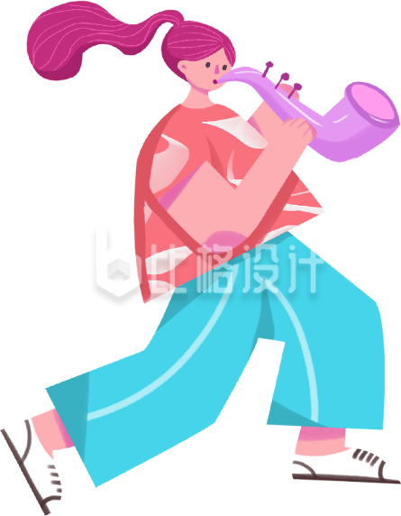 吹萨克斯的小女孩