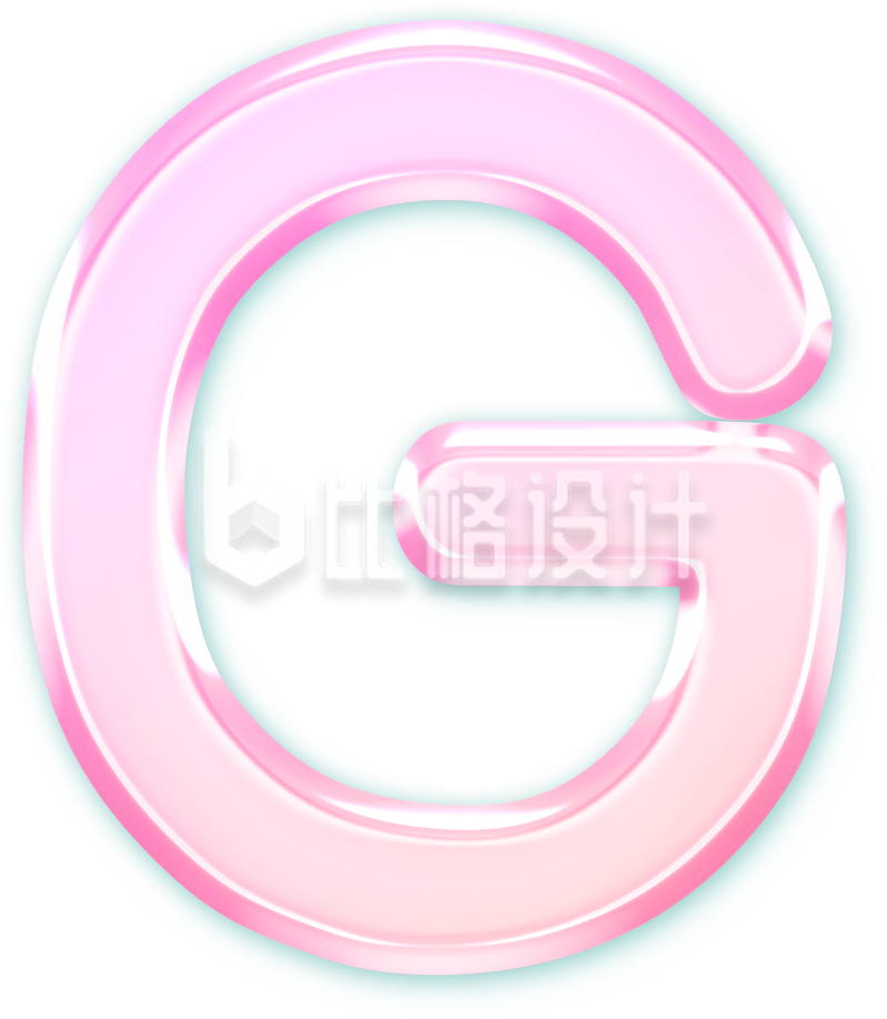 粉色玻璃质感字母G