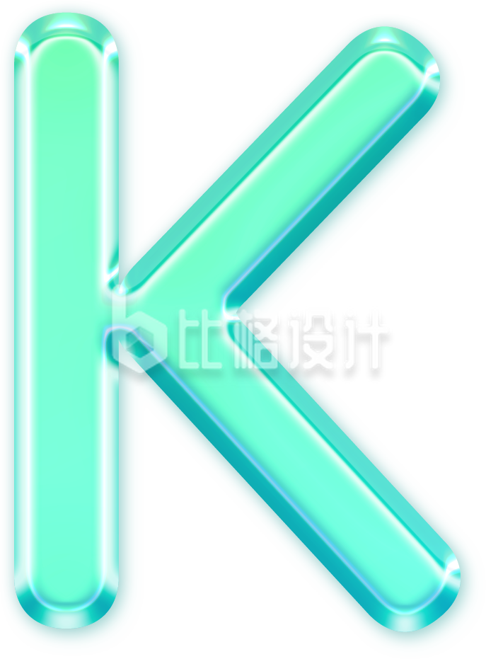 绿色玻璃质感字母K