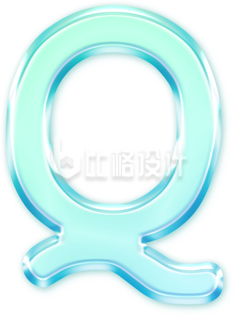 蓝色玻璃质感字母Q