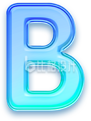 蓝色渐变色手绘字母B