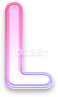 粉色渐变手绘玻璃质感字母L