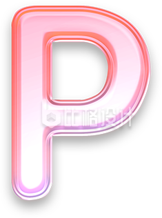 粉色手绘玻璃质感字母P