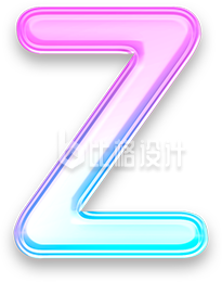 紫色渐变手绘玻璃质感字母Z