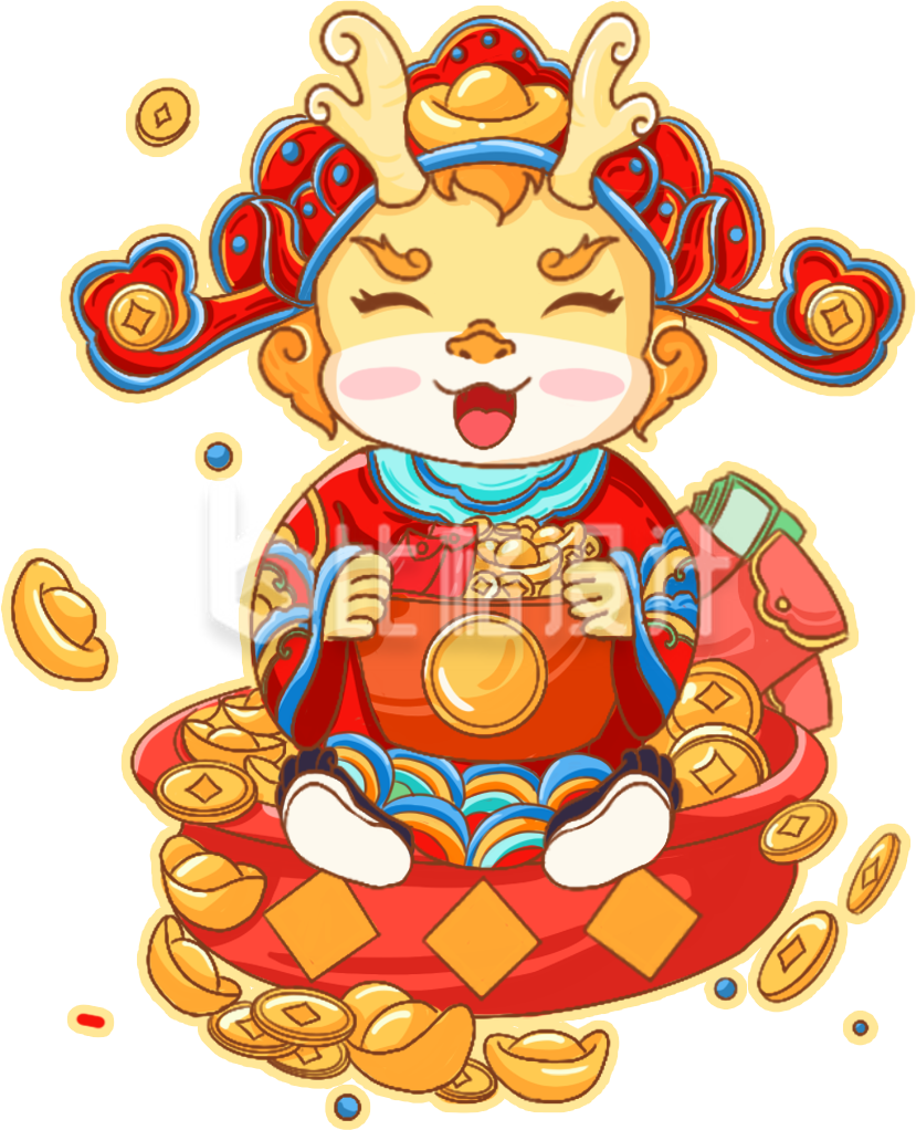 红色生肖龙年财神