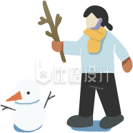 蓝色堆雪人