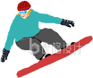 绿色滑雪人物手绘