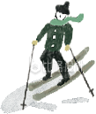 绿色滑雪人物手绘