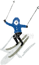 蓝色滑雪人物手绘