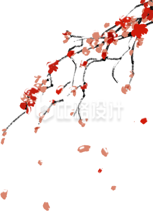 红色梅花树枝