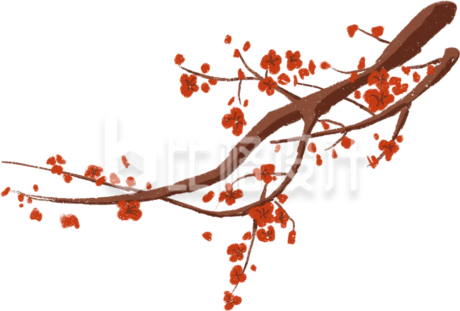 红色梅花树枝