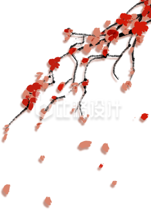 红色梅花树枝