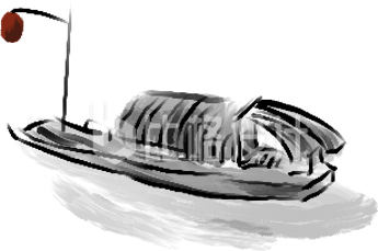 水墨船只