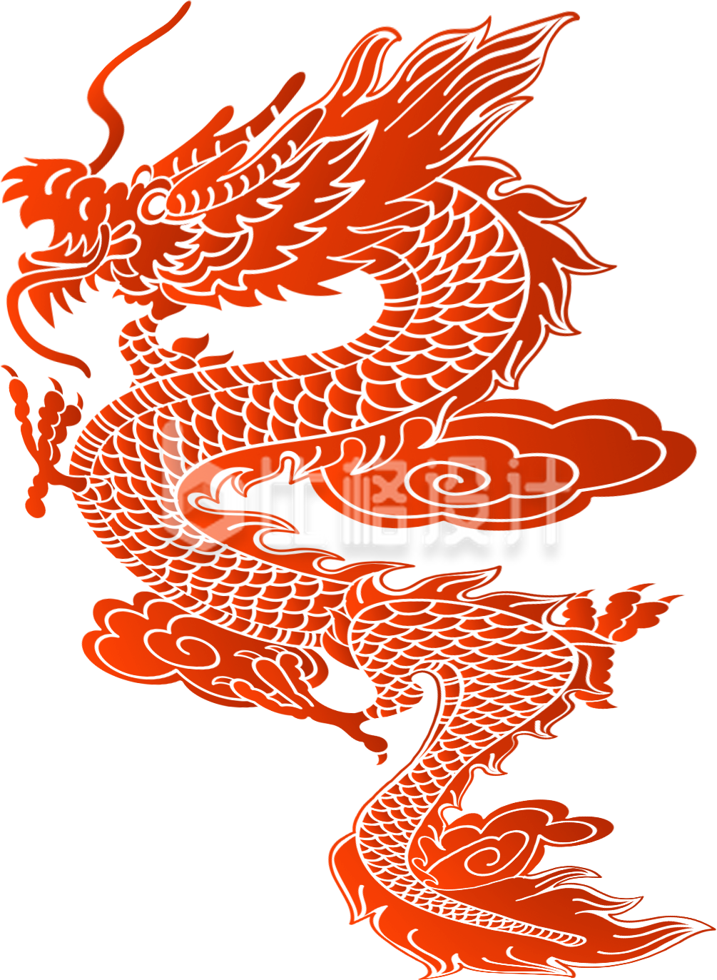 橙色龙年手绘龙