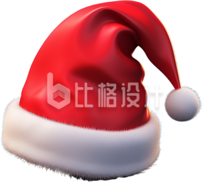 红色3D立体圣诞帽子手绘 红色3D立体圣诞帽子手绘
