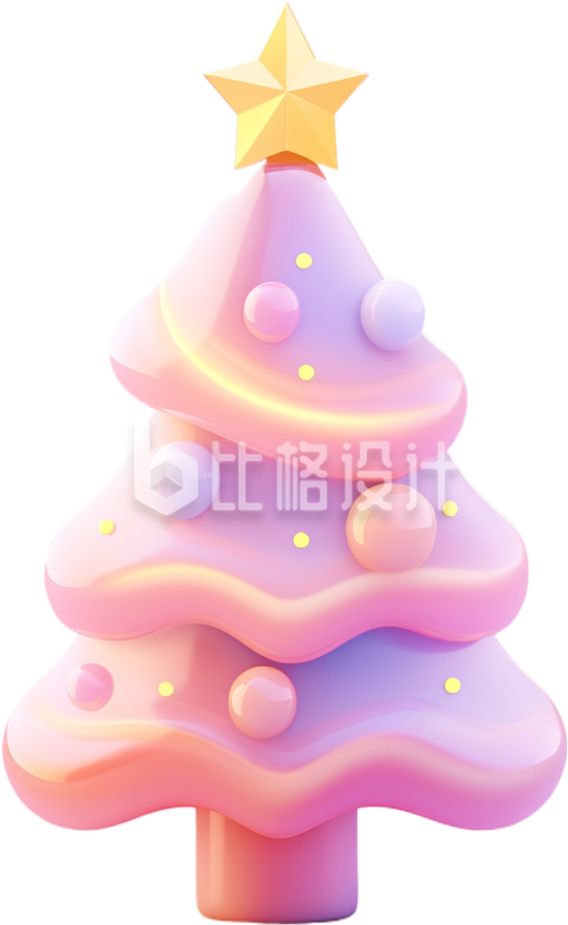 紫色3D立体圣诞树手绘
