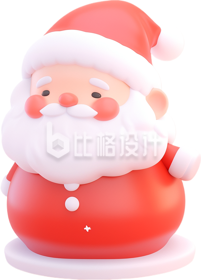 红色3D立体圣诞老人手绘