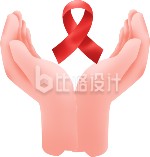 红色手势艾滋病手绘