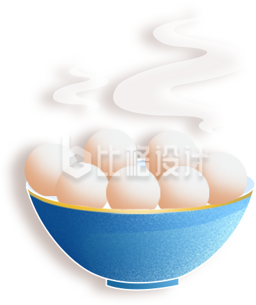 蓝色汤圆元宵节新年冬至手绘
