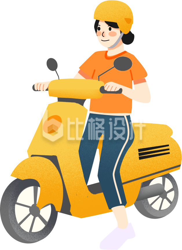 黄色交通安全电动车电瓶车手绘