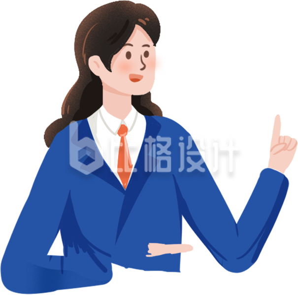 蓝色可爱女生记者主播新闻工作者手绘
