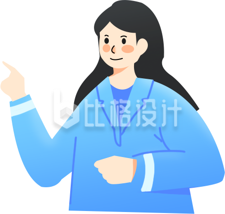 蓝色可爱女生手绘新闻播报工作者