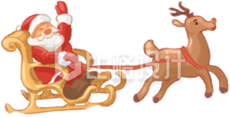 红色圣诞老人驯鹿送礼圣诞节活动宣传