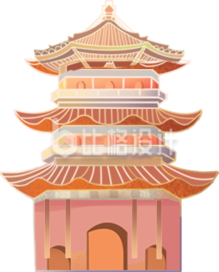 黄色手绘建筑传统中国风城市旅游宣传