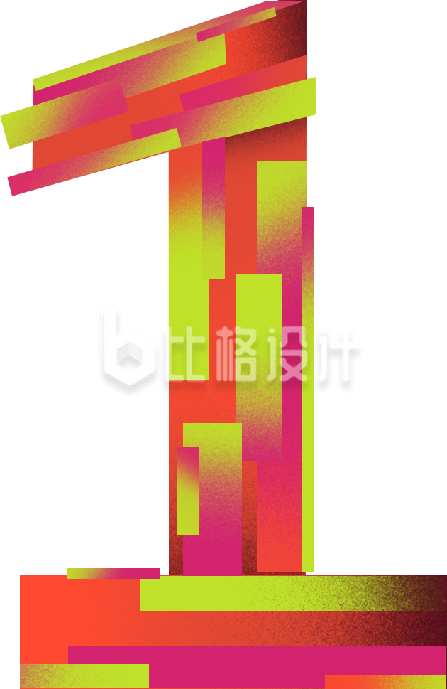 红色创意倒计时周年数字1