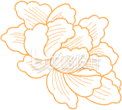 黄色手绘鲜花牡丹植物插画线稿国庆节新年 黄色手绘鲜花牡丹植物插画线稿国庆节新年