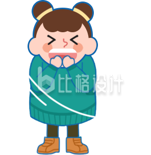 绿色可爱小女生降温表情包插画 绿色可爱小女生降温表情包插画