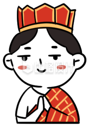 红色可爱唐僧佛系插画