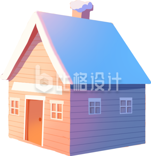 紫色房屋建筑家居装修插画