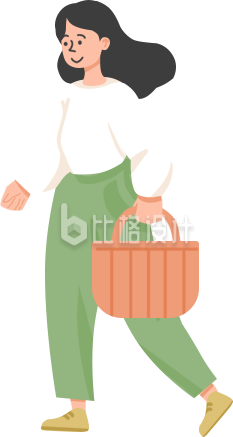 绿色可爱女生手绘购物宣传