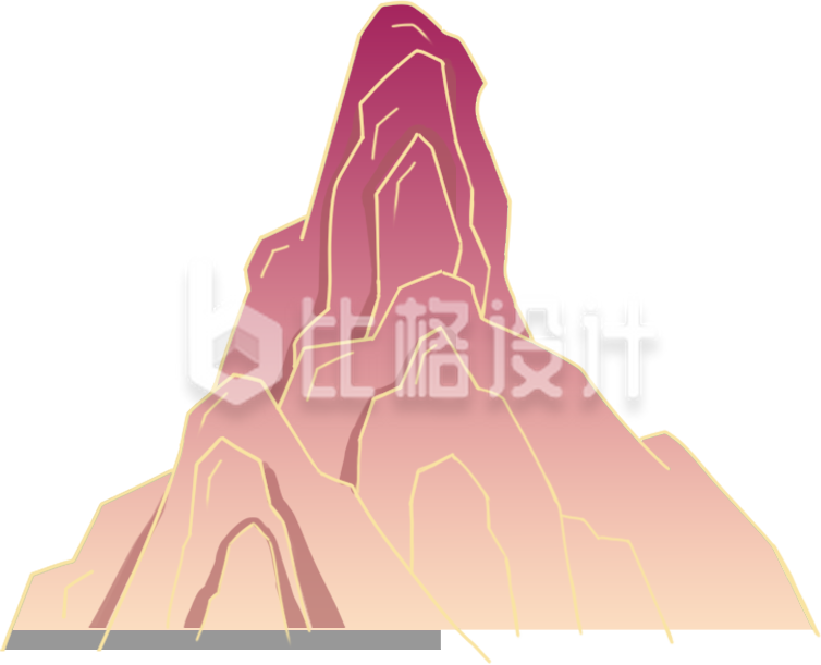 红色国潮风山脉山峰自然插画