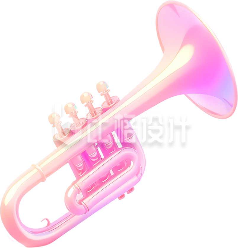 紫色可爱3D立体喇叭号角活动宣传