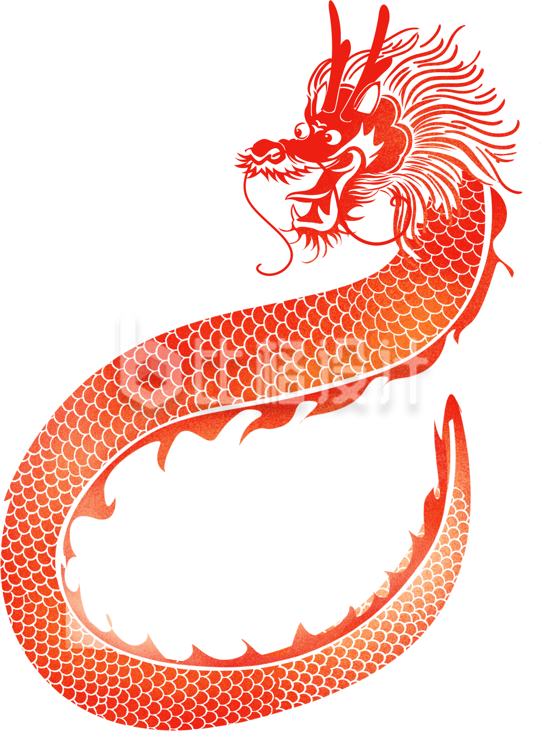 红色喜庆生肖龙手绘元旦龙年春节