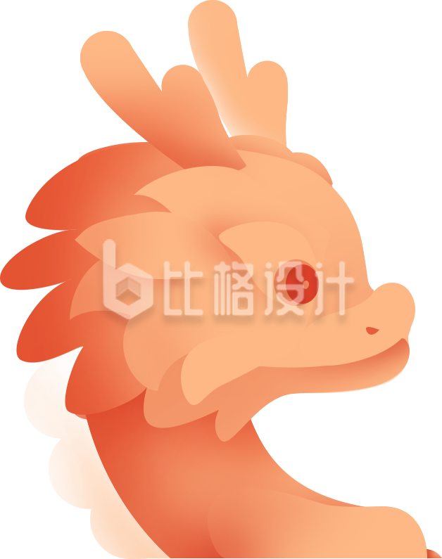 红色龙年生肖龙插画元旦新年