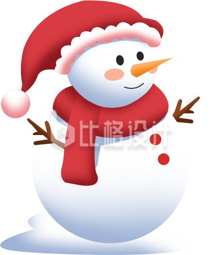 红色可爱冬季雪人插画春节 红色可爱冬季雪人插画春节