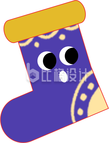 紫色可爱卡通插画袜子手绘