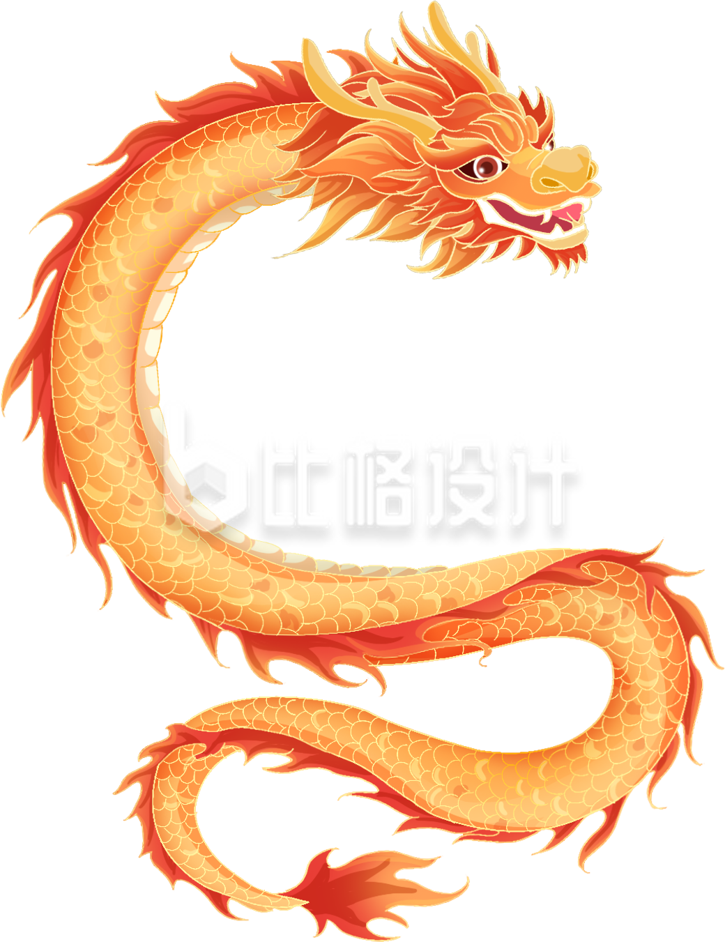 黄色生肖龙插画龙抬头龙年